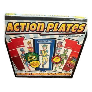 Kahootz Action Plates Super Hero Rubbing Transfer Art Kit Set Comics Create